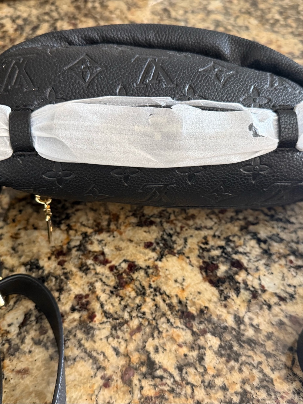 Black Embossed Monogram Belt Bag with Gold Hardware Brand New - Picture 3 of 4
